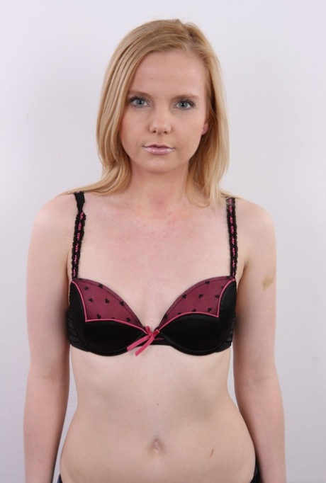 Blonde teen Lucie sports a pierced nipple while making her nude debut