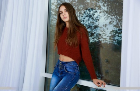 Fabulous teen Valencia shows her great natural boobs and tight holes