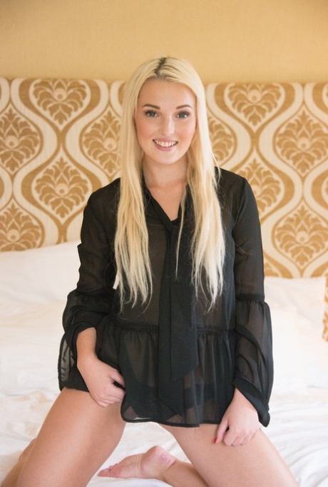 Beautiful blonde Lovita kisses her man before they embark on an intense fuck