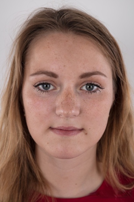 Chubby teen stands fully clothed before doing the same without any clothes on