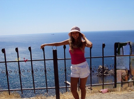 Petite amateur Katya models non nude during a homemade vacation tape
