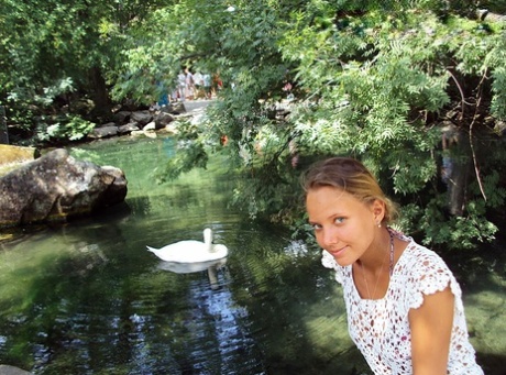 Petite amateur Katya models non nude during a homemade vacation tape
