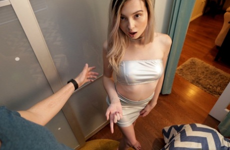 Petite teen Lexi Lore dildos her pussy before seducing a guy with a big dick
