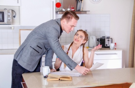 Thin teen Melisa gets banged in pigtails by her male tutor