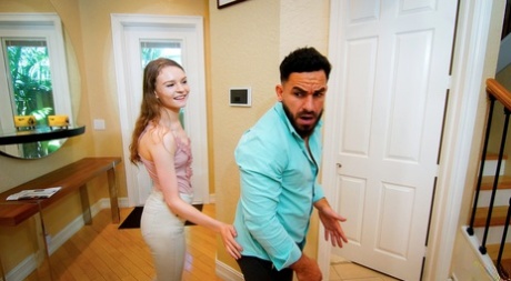 Petite teen Jessae Rosae seduces her stepbrother in her birthday suit