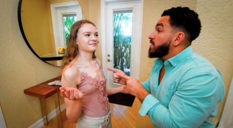 Petite teen Jessae Rosae seduces her stepbrother in her birthday suit