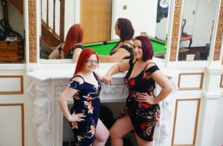 Amateur chick Mollie Foxxx and her lesbian girlfriend shoot pool in lingerie