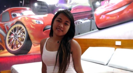 Young Filipino girl sports cum on her boobs after POV sex action