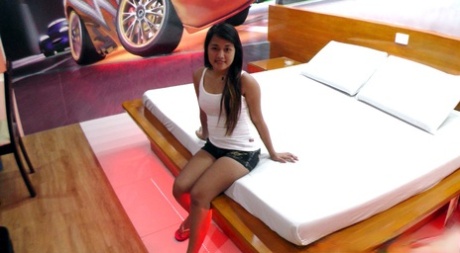 Young Filipino girl sports cum on her boobs after POV sex action