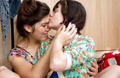 Amateur girls Dannah and Gala make out in gay for pay sex adventure