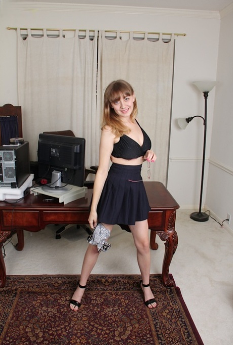 Amateur teen chick Emily Johnson modeling fully clothed in black dress
