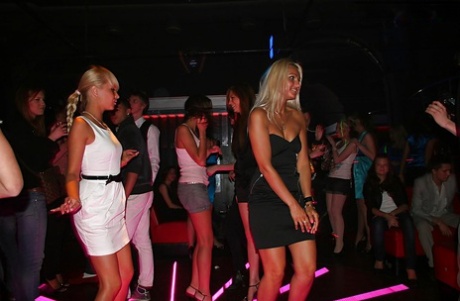 Pretty amateur teen blonde having fun with her friends at the party