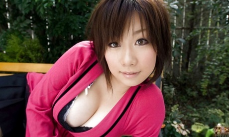 Asian coed Hanano Nono slowly uncovering her amazing big bosoms