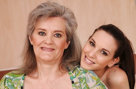 Salty teenage lesbian has some pussy licking fun with a filthy granny