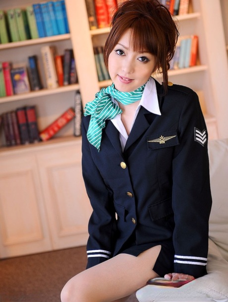 Brunette Asian stewardess Izumi Tachibana gets rammed with her hands tied