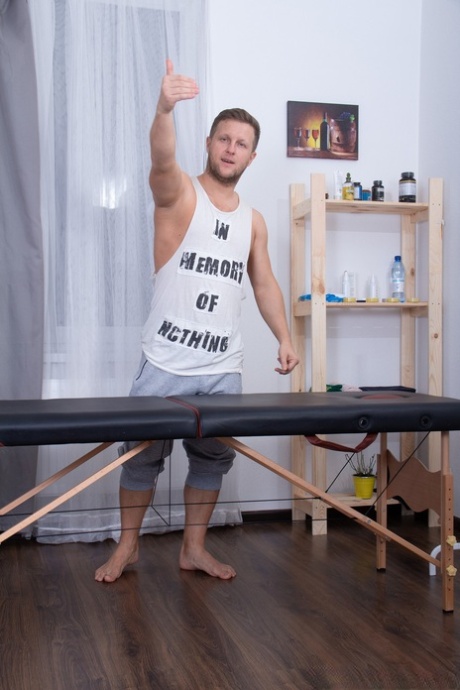 Sweet teen with a slender figure Roxy Sky gets fucked on a massage table