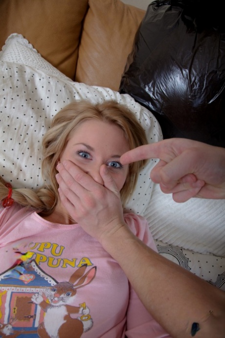 Teen Galine gets woken up, fucked and facialed by two crazy thieves