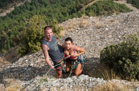 European pornstar with tiny tits Julia Roca gets banged on a mountaintop