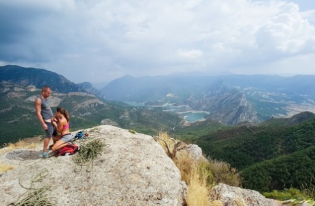 European pornstar with tiny tits Julia Roca gets banged on a mountaintop