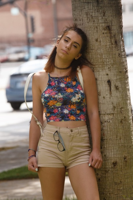 Tiny teen amateur Jocelyn Kelly shows off her boobs & ass in public & at home