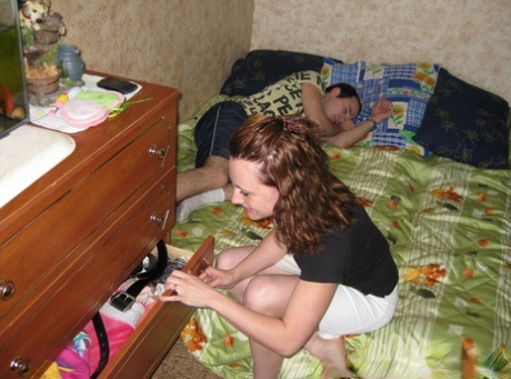 Amateur brunette Sveta gets fucked in front of her tied up boyfriend
