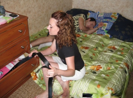 Amateur brunette Sveta gets fucked in front of her tied up boyfriend