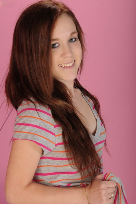 Petite brunette Trinity Rae showing every inch of her slender naked body
