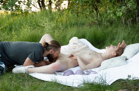 Sexy teen Flicka Luchik enjoying a hardcore outdoor fuck in multiple positions