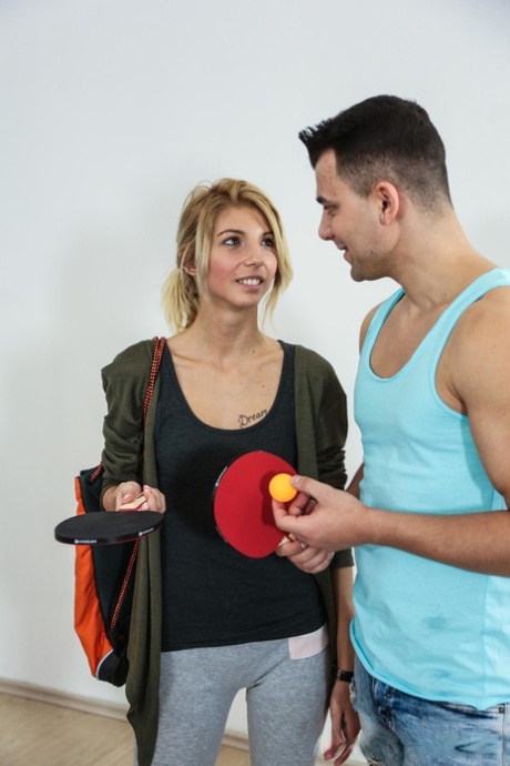 Skinny teen Missy Luv gets orally pleased & boned on the ping pong table