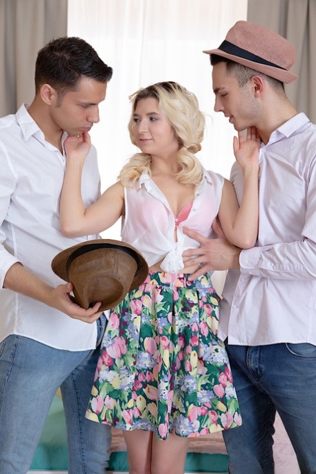 Sexy blonde Cornelia gets a double penetration in a wild MFM threesome