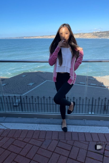 Cute Asian Alexia Anders shows her holes before posing with jizz on her face