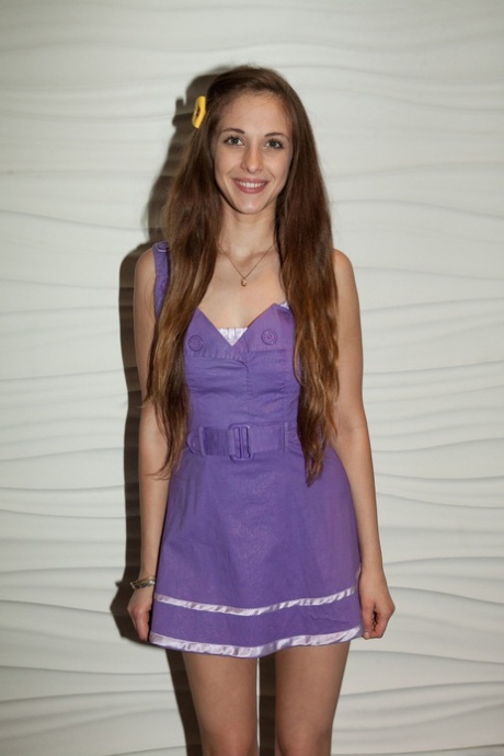 Skinny leggy teen Holly Lebranche flashing an upskirt & showing her titties