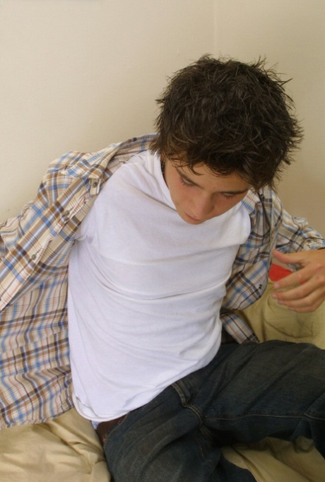 Teenage boy Brian 1 masturbating until he ejaculates in a bedroom solo