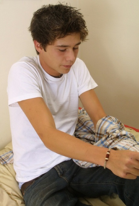 Teenage boy Brian 1 masturbating until he ejaculates in a bedroom solo