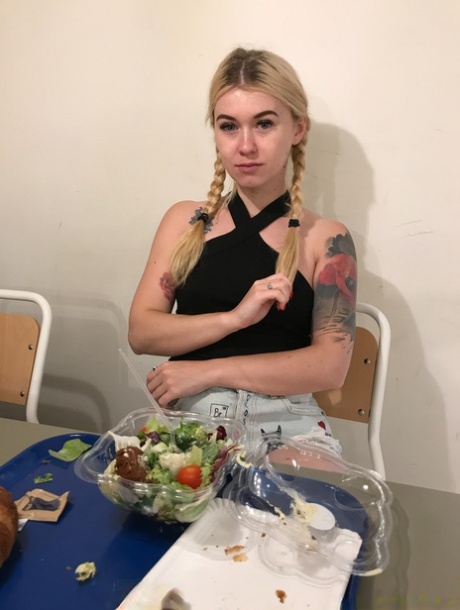 Breathtaking amateur with pigtails strips, poses and enjoys a POV fuck