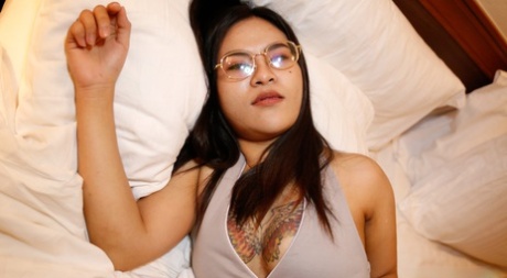 Asian babe Moemoe flaunts her big ass while stripping for some POV sex