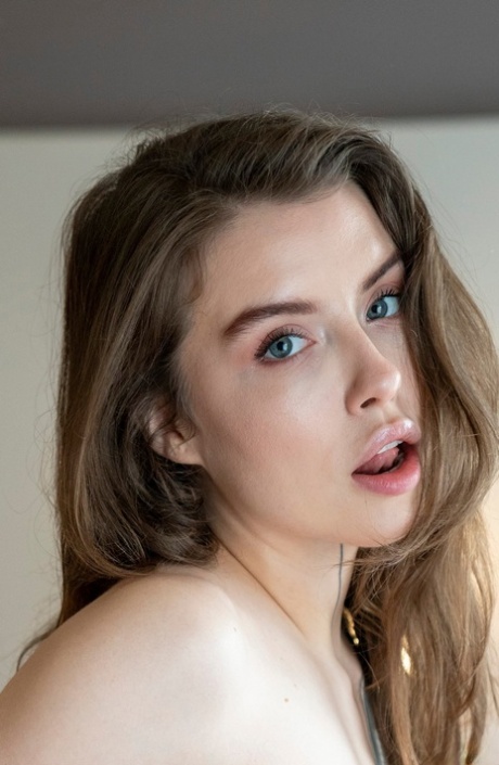 Naughty teen Eden Ivy kisses an old bald man and humps his hard boner