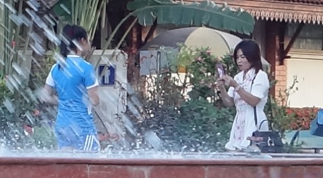 Asian beauty Louise shows off her big ass & welcomes a rod into her hairy cunt