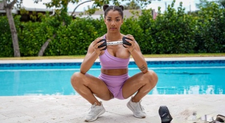 Curvy black babe Malina Melendez enjoys wild outdoor sex with a hunky guy