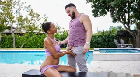 Curvy black babe Malina Melendez enjoys wild outdoor sex with a hunky guy