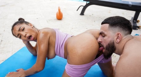 Curvy black babe Malina Melendez enjoys wild outdoor sex with a hunky guy